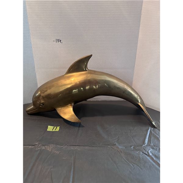 Large brass dolphin statue