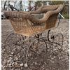 Image 3 : Early 20th Century Wicker Baby Carriage with Metal Wheels and Wood Handles