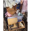 Image 3 : Mid-20th Century Doll Lot with Large Doll, Baby Doll, Wicker Pram, and Clothing Trunk