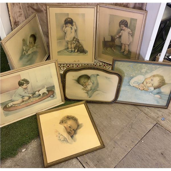 Framed Baby Prints, Vintage Sheet Music, Player Rolls & 78 RPM Records