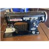Image 3 : Domestic Sewing Machine with Wood Cabinet, Sewing Stool, and Notions