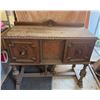 Image 1 : Ornate Wooden Sideboard Buffet with Decorative Carvings and Storage Compartments