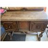 Image 3 : Ornate Wooden Sideboard Buffet with Decorative Carvings and Storage Compartments