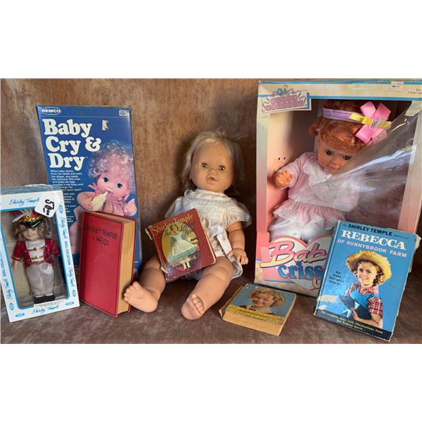 Shirley Temple Doll and Book Collection, Remco Baby Cry & Dry, Baby Crissy Doll in Box