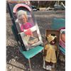 Image 4 : Dolls With Boxes, Metal Toy Crib and Three Blue Chrome Chairs
