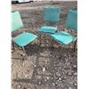 Image 8 : Dolls With Boxes, Metal Toy Crib and Three Blue Chrome Chairs