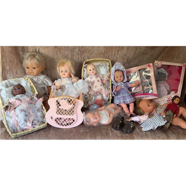 Baby Dolls and Accessories Including NIB Lil' Vicki and Tea Set