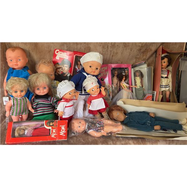 Vintage Dolls Including Laverne & Shirley, Moni, and Assorted Vinyl Dolls