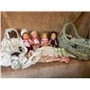 Image 1 : 6 Dolls Including African American Baby Dolls, Wicker Basket, and Handmade Linens