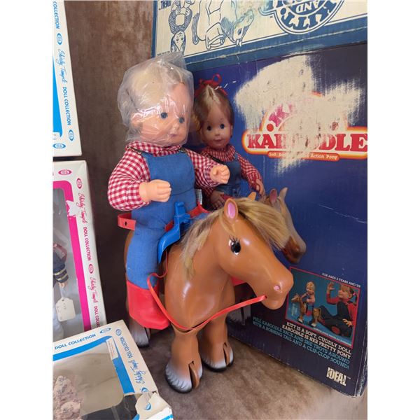 Shirley Temple, Ginny, and Kapture Kiddle Dolls with Boxes, Assorted Outfits