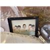 Image 6 : Decorative Lot: Tote, Doll, Metal Basket, Glassware, Figurine, Framed Print