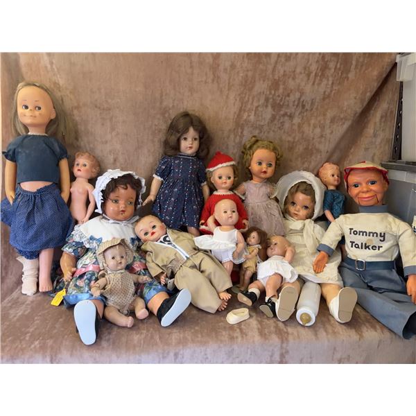 14 Vintage Composite And Hard Plastic Dolls, Some Marked, Various Sizes