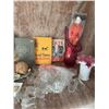 Image 4 : Vintage Lot: Books, Signed Knives, Art Glass Vases, Dolls, Figurines, Glassware
