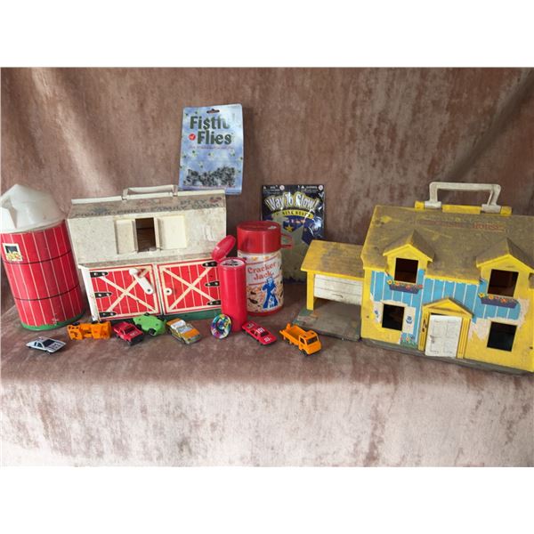 Fisher Price Barn, Play Family House, Matchbox Cars, Toys, Cracker Jack Tin