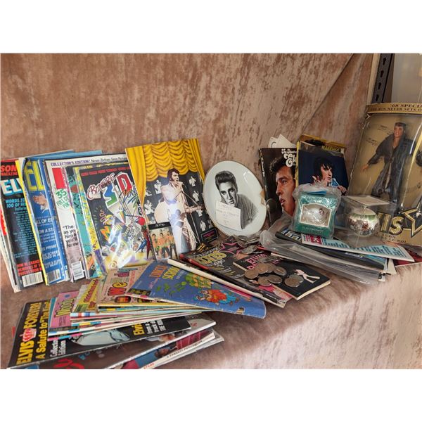 Elvis Presley Collectibles Lot: Magazines, Comics, Limoges Plate, Action Figure, Tokens