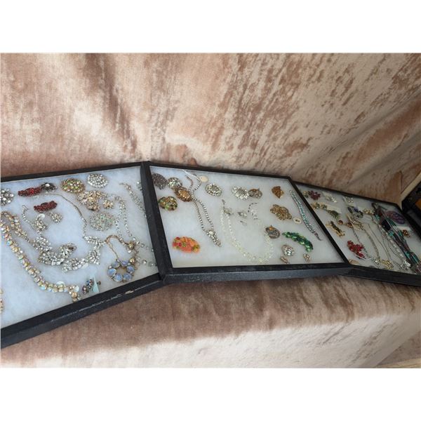 Costume Jewellery Lot, Brooches, Necklaces, Earrings, Bracelets in Trays