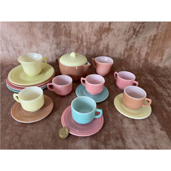Little John’s Play Set Saucy Toffee 1950s Child’s Tea Set with Original Box