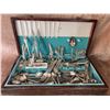 Image 1 : Silverplate Flatware and Serving Pieces in Fitted Wooden Case