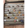 Image 3 : 34 Vintage & Costume Rings in Display Case, Assorted Stones and Styles