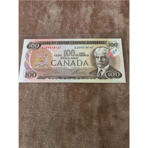 Canada $100 Bank Note AJK9518167, Bank of Canada, Centenary Commemorative Issue