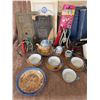 Image 2 : Lot: Vintage Books, Toy Tea Sets, Miniature Furniture, Queen Mother Textile, Collectibles