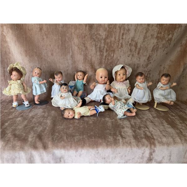 Vintage Composition and Cloth Baby Dolls, Clothing Included, Set of 10