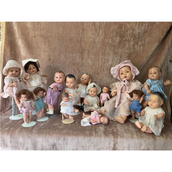 15 Composition Baby Dolls Various Sizes 1930s-1940s Clothing