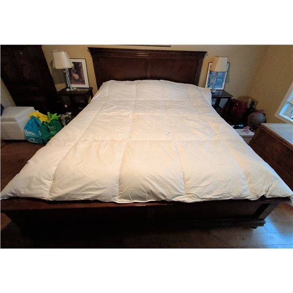 King Size Dark Wood Bed Frame with iComfort Mattress and Cover