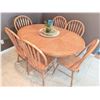 Image 2 : Oak Dining Table With Leaf 6 Spindle Back Chairs