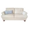 Image 1 : Two-Seater Genuine Leather Loveseat with Tapered Wood Legs