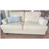 Image 2 : Two-Seater Genuine Leather Loveseat with Tapered Wood Legs
