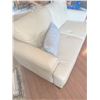 Image 4 : Two-Seater Genuine Leather Loveseat with Tapered Wood Legs