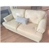 Image 5 : Two-Seater Genuine Leather Loveseat with Tapered Wood Legs