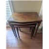 Image 2 : Three Stacking Wood Nesting Tables with Turned Legs