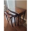 Image 3 : Three Stacking Wood Nesting Tables with Turned Legs