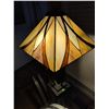 Image 2 : Stained Glass Table Lamp With Geometric Shade and Metal Base