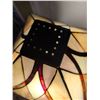 Image 3 : Stained Glass Table Lamp With Geometric Shade and Metal Base