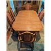 Image 2 : Oak Dining Table With 5 Upholstered High-Back Chairs, Two Armchairs Included
