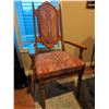 Image 4 : Oak Dining Table With 5 Upholstered High-Back Chairs, Two Armchairs Included