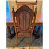 Image 8 : Oak Dining Table With 5 Upholstered High-Back Chairs, Two Armchairs Included