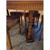 Image 9 : Oak Dining Table With 5 Upholstered High-Back Chairs, Two Armchairs Included