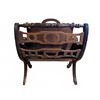 Image 1 : Wooden Magazine Rack with Decorative Side Panels and Turned Handle