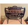 Image 2 : Wooden Magazine Rack with Decorative Side Panels and Turned Handle