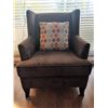 Image 2 : Bowring Brown Fabric Wingback Armchair with Accent Cushion