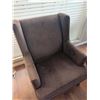 Image 5 : Bowring Brown Fabric Wingback Armchair with Accent Cushion