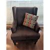 Image 8 : Bowring Brown Fabric Wingback Armchair with Accent Cushion
