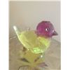 Image 5 : Decorative Lot: Framed Signed Print, Frosted Glassware, Candle Holder, Crystal Bird