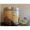 Image 6 : Decorative Lot: Framed Signed Print, Frosted Glassware, Candle Holder, Crystal Bird