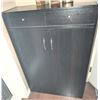 Image 6 : Dark Brown Laminate Storage Cabinet with Double Drawers and Shelves