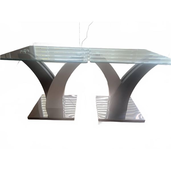Glass Top Modern Tables with Chrome and Black Metal Bases
